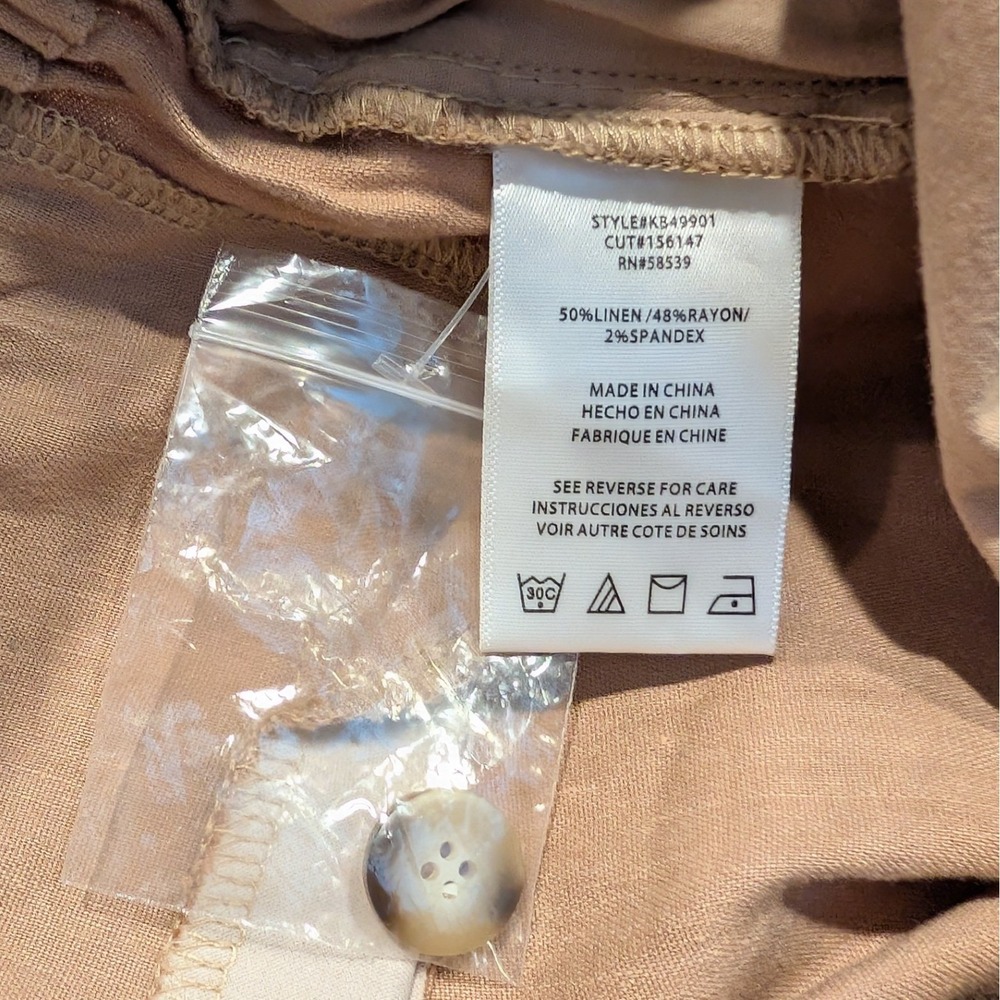 KUT From The Kloth Linen Cargo Pants Size 2 Tan Drawstring Utility - Picture 3 of 11